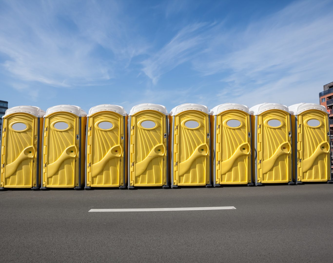 for outdoor activities there are yellow toilets along the street